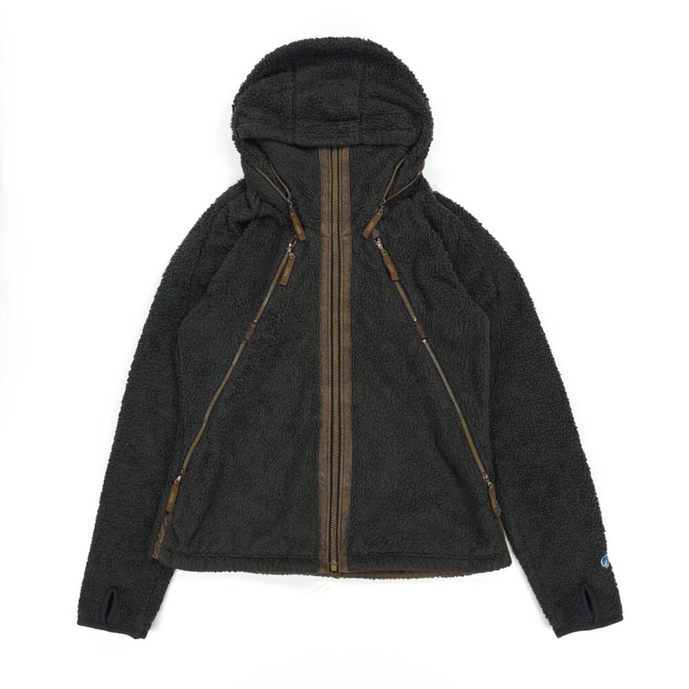 KUHL Flight Jacket Brown Fleece Hoodie Full Zip Gorpcore Athleisure Boho Sporty - Picture 2 of 12